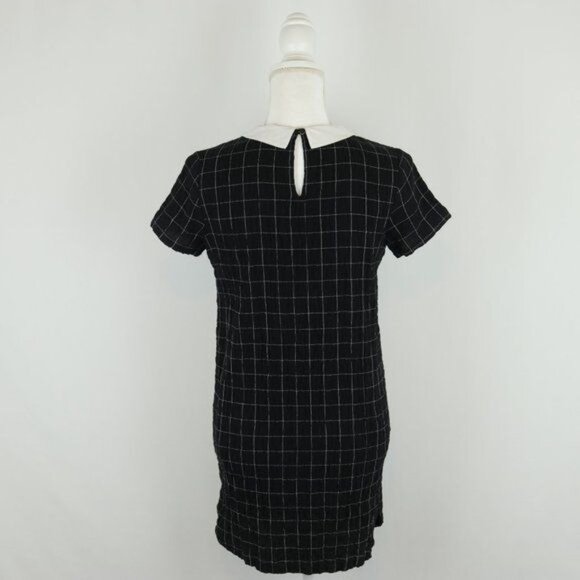 Mod Ref Clara Women's Small Black White Window Pane Plaid Peter Pan Collar Dress - Picture 3 of 8